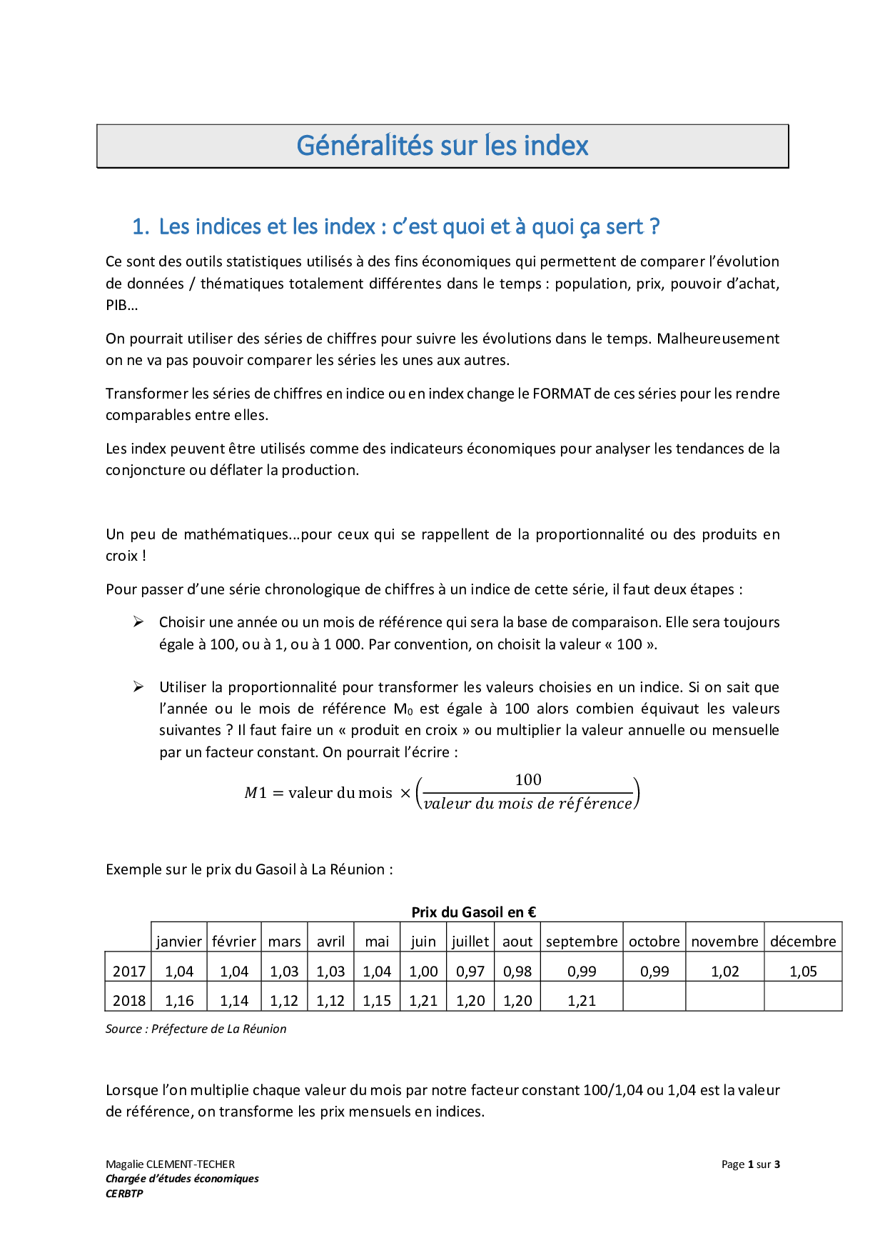 CER BTP :Présentation Des Index Et De La Méthodologie